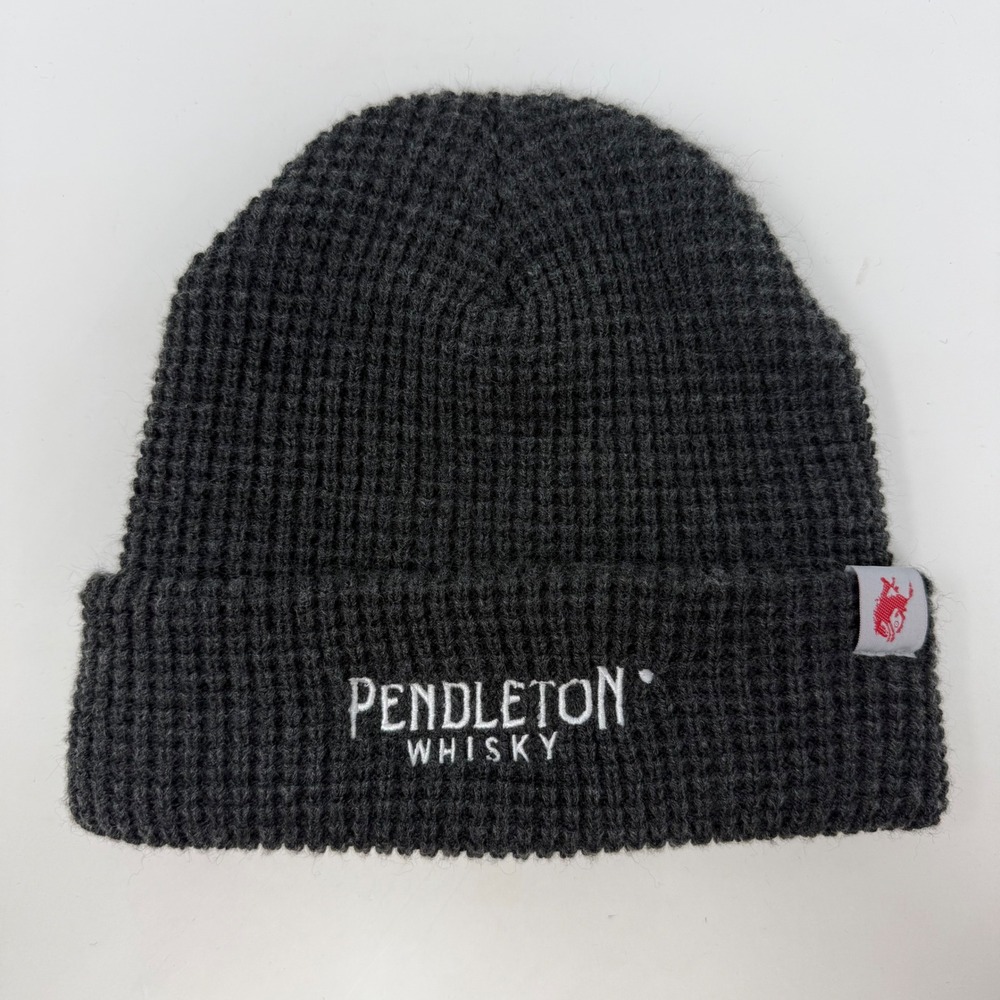 Pendleton Whisky Beanie Charcoal Grey Waffle Knit Cuffed Watch Cap